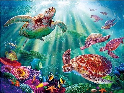 Sealifes 돌고래 거북이 상어 렌즈형 3D 모션 카드 기념품 기프트 카드